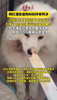 网红潘宏虐狗纠纷终审判决 赔偿119元精神抚慰金