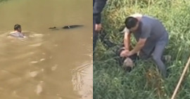 孩子不慎落水 东北大哥累到精疲力尽成功救回