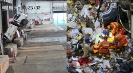 生死时速！一男子连人带车坠落23米深垃圾库 消防成功救援