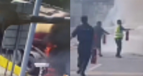 危急时刻，他们毅然拿起灭火器冲了上去