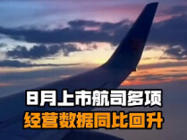 8月上市航司多项经营数据同比回升