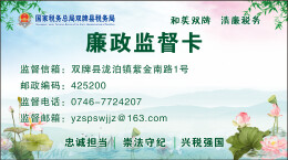 双牌税务：把廉政监督“带回家”