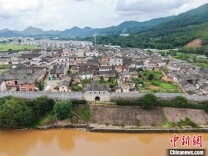 航拍江西会昌羊角水堡 系明代军事要塞依山伴水规模宏大