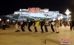 拉萨布达拉宫广场美丽夜色引游人