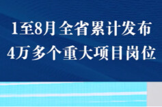 1至8月全省累计发布4万多个重大项目岗位