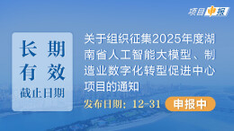 项目申报丨关于组织征集2025年度湖南省人工智能大模型、制造业数字化转型促进中心项目的通知