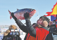 Heritage ice-fishing ritual draws scores to Jilin lake