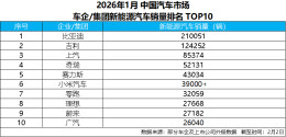 从1月榜单看车市格局，比亚迪领衔新能源车企