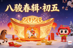 八骏春辑・初五｜金驹开道，纳珍聚宝！今日破五开财门，马到成功迎财神