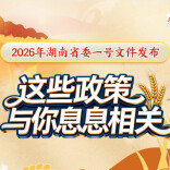 2026年湖南省委一号文件发布，这些政策与你息息相关