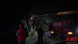 湖南岳阳：冰雹大风来袭 “电骆驼”连夜奋战保供电