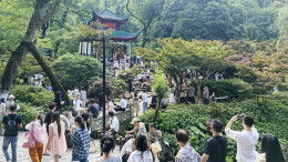 晴日登高享惬意