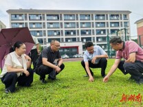 桑植：县领导调研桑植四中足球场建设
