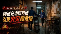 楼道充电图方便 引发火灾酿危险 | 安全剧场之防火于未“燃”①