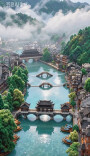 AI游凤凰丨当凤凰山水，变成五彩的拼豆像素世界