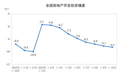国家统计局：1-10月份全国房地产开发投资同比下降9.3%