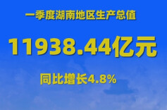 快讯丨一季度湖南地区生产总值11938.44亿元，增长4.8%