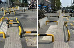 相关护栏已拆除，将严管乱停畅通盲道丨《20米人行道装20根护栏“围堵”盲道》后续