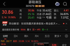 拟收购重庆新承航锐，邵阳液压20%涨停｜湘股观察