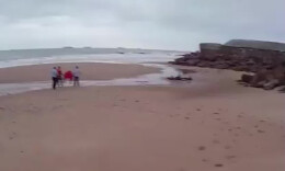 看天下丨男孩海边游泳遇险，机器人上演“极速救援”