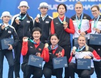 力压韩国夺金  中国射击队首次夺得射箭世界杯女团冠军