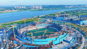 长沙奥体中心“一场两馆”冲刺主体封顶