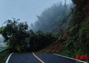 暴雨来袭，桃江县基固庙村道路中断，干部群众合力一小时抢通