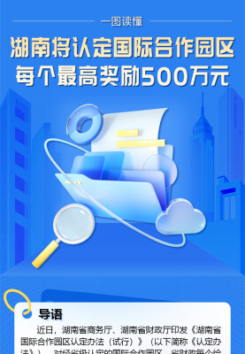 一图读懂|湖南将认定国际合作园区，每个最高奖励500万元