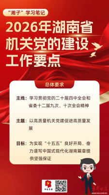 “湘子”e分钟⑩ | 学习笔记！2026年湖南省机关党的建设工作要点