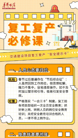开工“第一课”①丨@交通建设者，这份“安全提示卡”请查收！