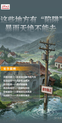 【AI海报】@所有乡亲，下大雨时防汛自救这么做！