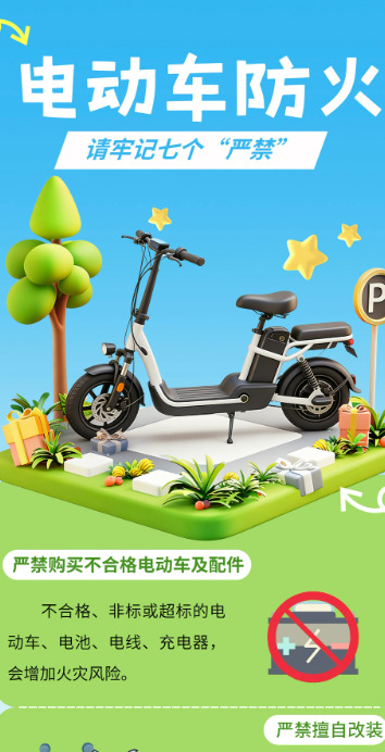 预防电动自行车火灾，请牢记七个“严禁”