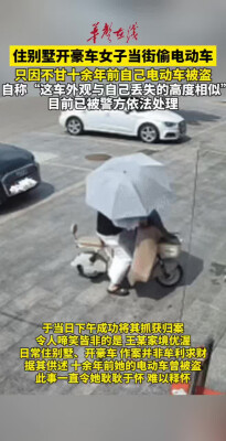 女子住别墅开豪车当街偷电动车 