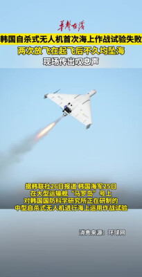 韩国自杀式无人机两次放飞均坠海