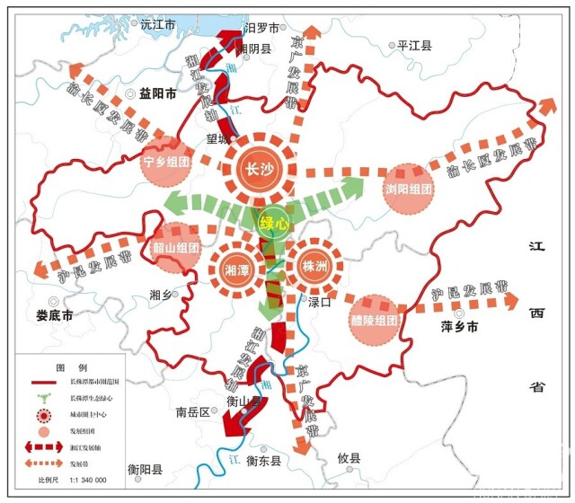 长株潭都市圈空间格局示意图