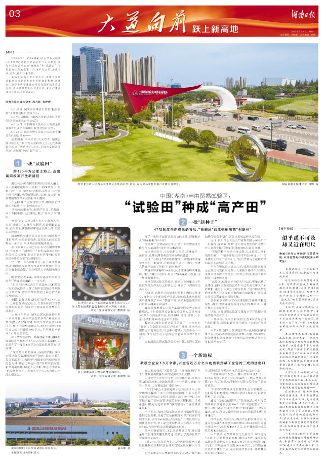 大道向前·跃上新高地丨中国（湖南）自由贸易试验区：“试验田”种成“高产田”