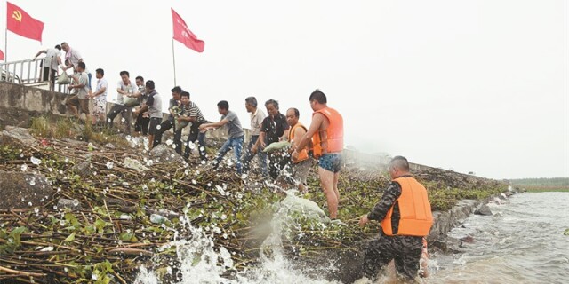 洞庭湖迎风斗浪保大堤
