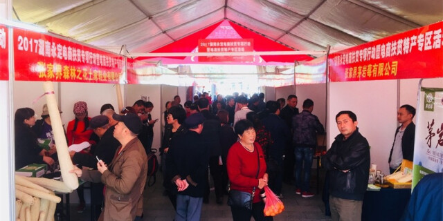 电商扶贫特产展区现场人气很旺