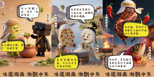 【AI海报】湖南与阿拉伯，美食兄弟奇遇记