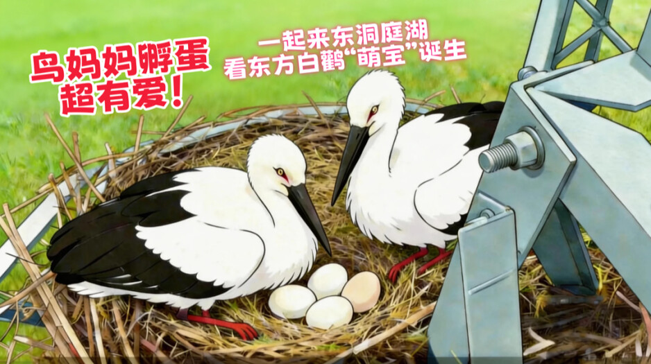 慢直播｜洞庭湖白鹳夫妇迎来超萌“宝宝”！